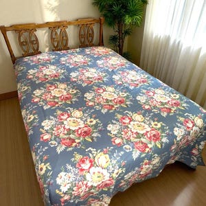 Lenzuolo matrimoniale vintage Ralph Lauren KIMBERLY Blue Floral