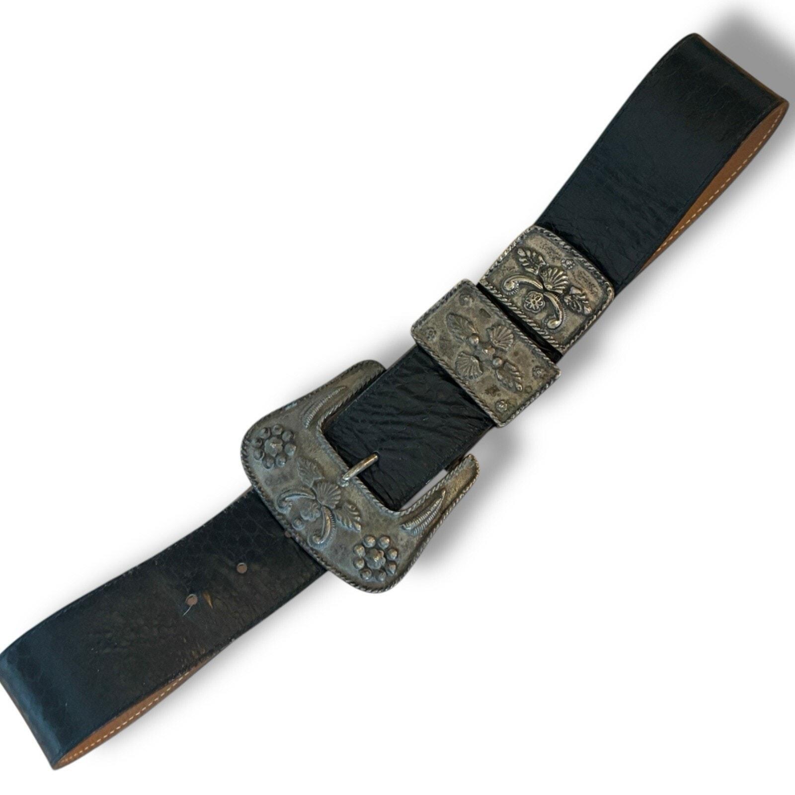 STREETS AHEAD distressed metallic leather belt L Streets Ahead | Italian Leather Belts & Bags – StreetsAheadInc main image 3