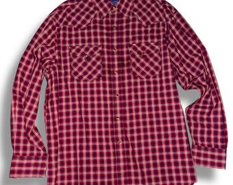 Camisa vaquera Pendleton Pearl con broches en el frente, talla XL, mezcla de algodón a cuadros rojos