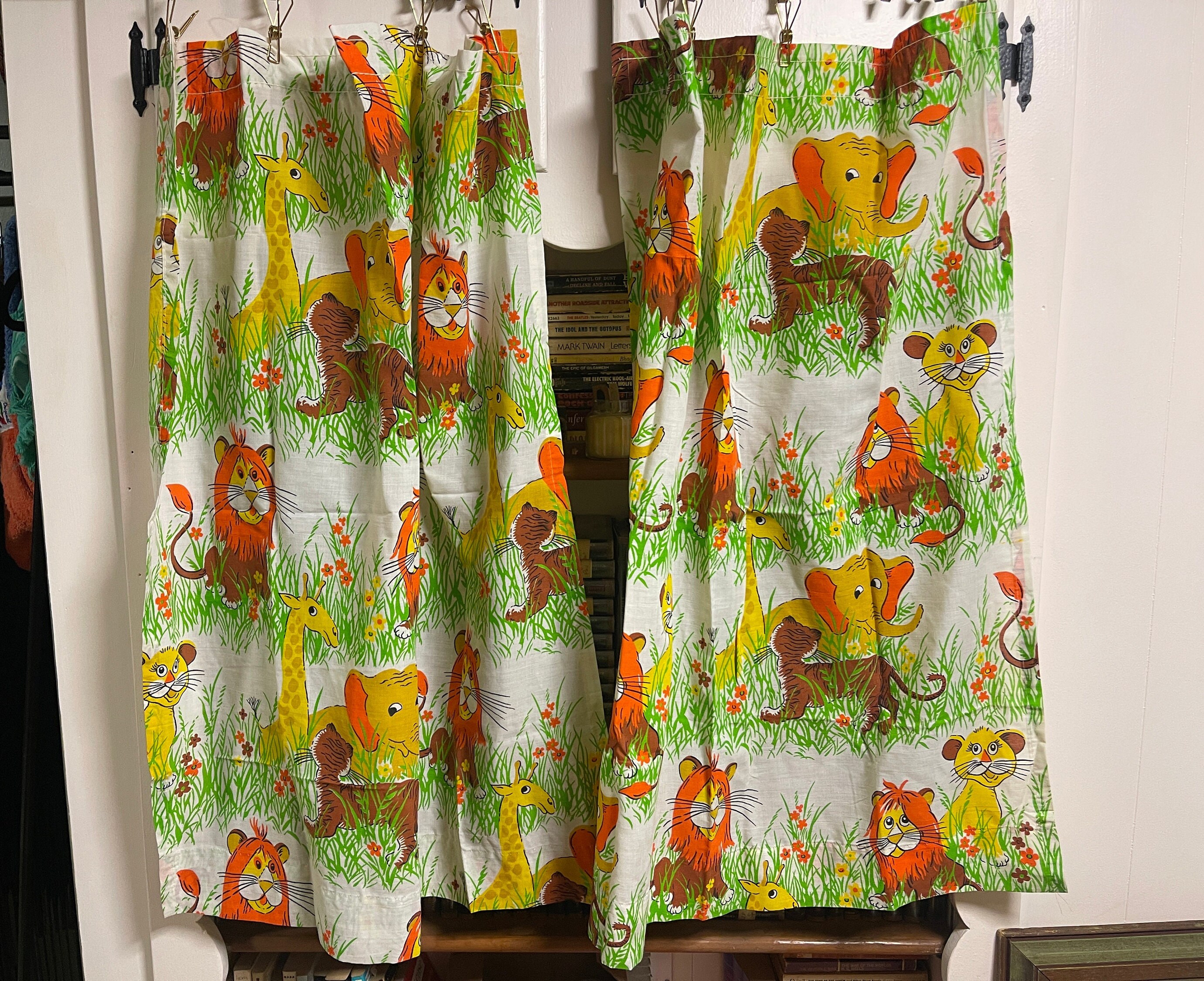 Pair of Vintage Childrens Nursery Curtains With Safari Theme Etsy