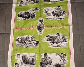 Vintage Rare 1960s Norman Thewell's Pony Club Ulster Linen Irish Tea Dish Towel