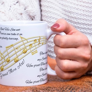 Hoe groot bent u koffiemok | Christelijke hymne mok | Inspirerende koffiekopje | Christelijk geloof mok