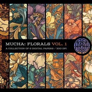 Mucha: Florals Vol. 1 // Vintage Art Nouveau Digital Paper Patterns