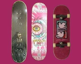 Vintage 31" Pink FISH Pro Skateboard Deck Gripped +Almost Pink Tech Deck Skateboard Sky Brown