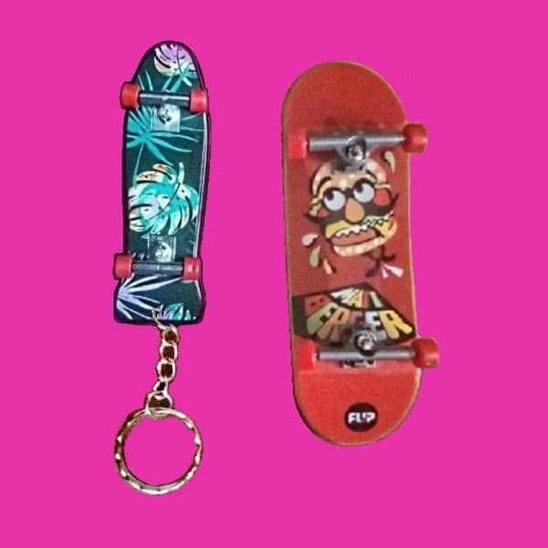 Handmade Old-School Fingerboard Keychain + Matt Berger Burger FLIP Tech Deck