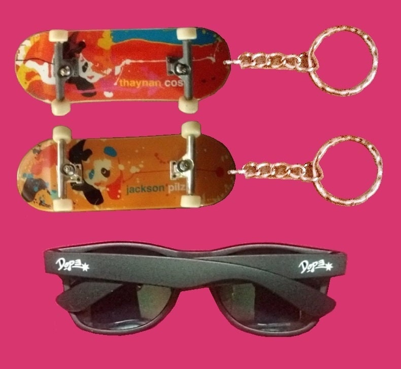 2 Enjoi Rodney Mullen Tech Deck Fingerboards Keychains Black Handmade