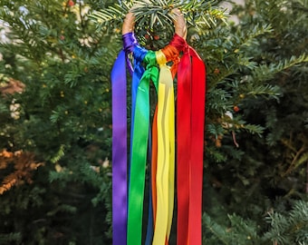 Cometa de arcoíris / Serpentina de seda Montessori / Regalo de fiesta minimalista