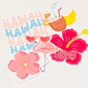 Pack d'autocollants hawaïens faits main, cadeaux girly preppy pour adolescentes