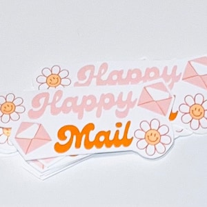 Adesivos Happy Mail feitos à mão, embalagens para pequenas empresas, estilo preppy girly