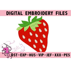 Strawberry Fruit Summer DIGITAL Embroidery Design, Instant Download, 4x4 Embroidery Design Machine embroidery
