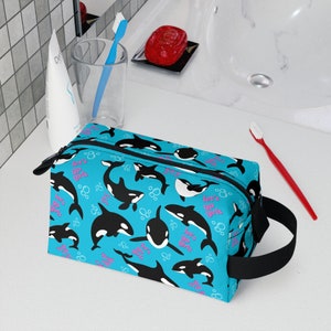 Let's Go Girls Orca Whale Toiletry Bag, Killer Whale Bag, Orca Cosmetic Bag, Feminist Toiletry Bag, Orca Makeup Bag, Girl Gang, Girl Power