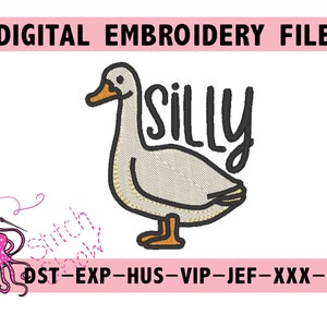 Diseño de bordado DIGITAL de Silly Goose, descarga instantánea, diseño de bordado 4x4, diseño divertido, diseño de Silly Goose, bordado a máquina