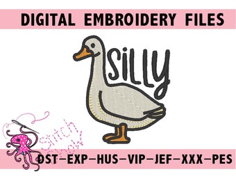 Silly Goose Embroidery Design, Funny Animal (Digital Download)