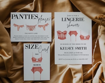 Lingerie Party Invitation Bundle | Editable Bachelorette Invite | Invite Template B2 | Editable Template | Bridal Shower