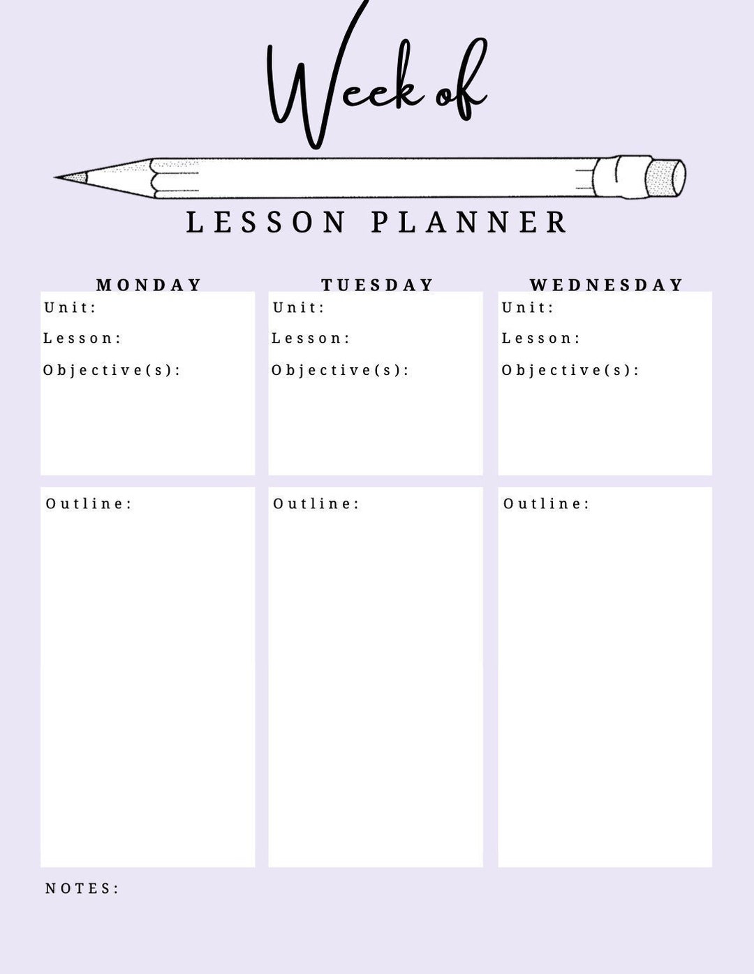 Weekly Lesson Plan Template, Teacher Planner Printable, Lesson Planner ...
