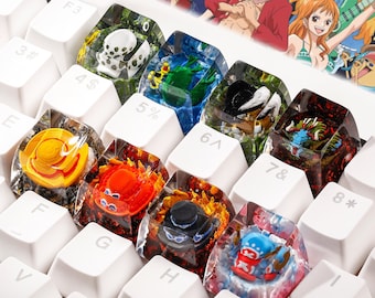 Anime Sea Thieves Artisan Keycap, Pirates Straw Hat Keycap, Custom Anime Keycap, Anime Keycap for Mechanical Keyboard, Halloween Gift