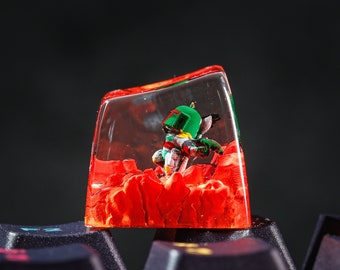 Tecla artesanal de Boba Fett, Tecla artesanal, Tecla artesanal de Star Wars, Regalo para fans de Star Wars para teclado mecánico, Regalo de cumpleaños, Regalo para papá