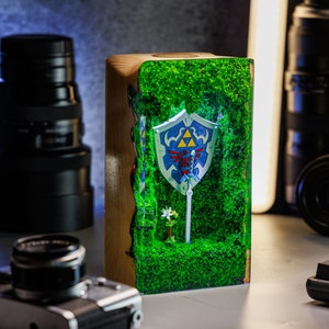 Shield And Sword Lamp, Handmade Hylian Korok Light Light, The Legend of Sword Night Light Gift, Epoxy Lamp, Gift For Dad