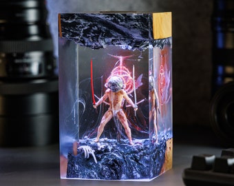 Dark Souls Resin Lamp, Let Me Solo Her Table Lamp, Elden Ring Epoxy Lamp, Game Dark Soul 3 Night Light, Gift For Father