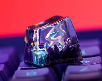 Es.pe.on Evolution Keycap, Purple Fantasy Monster Artisan, Cute Mystic Pet Keycap for Mechanical Keyboard, Halloween Gift, Christmas Gift