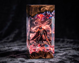 Dark Lord Resin Lamp, Space Movie Nightlight, Wooden Resin Epoxy Lamp, Lamp Custom Resin, Night Light Wood, Custom Lamp, Halloween Gift