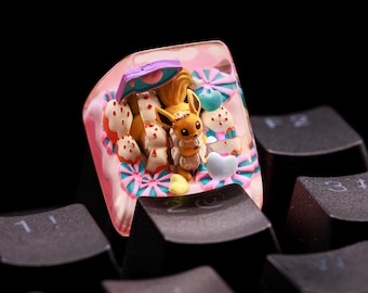Eevee Poke Artisan Keycap, niestandardowy anime keycap, Artisan Keycap, Eevee Anime Keycap dla Weeaboo, prezent świąteczny, prezent świąteczny