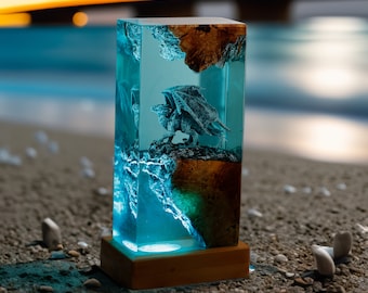 Ancient Red Dragon Resin Night Light| House of the Dragon| Dragon Epoxy Lamp| Handmade Epoxy Resin Wood Night Lamp, Mother's Day Gift