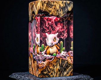 Skull Mask  Resin Lamp, Custom PKM Night Light, Anime Table Light, Handmade Wooden Night, Handmade Resin Lamp, Custom Lamp, Halloween Gift