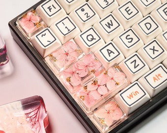 Flower Artisan Keycap, Artisan Keycap, Flower Blossom Keycap, Pink Cherry Keycap, Keycap Pink Flower for Mechanical Keyboard, Gift For Dad
