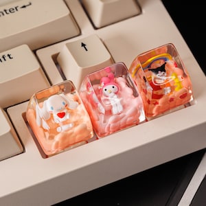 Capuchon de touche artisan Cinnamoroll, capuchon de touche kuromi mignon, capuchon de touche de dessin animé japonais kawaii, capuchon de touche en résine de Cinna pour clavier mécanique, cadeau d'anniversaire