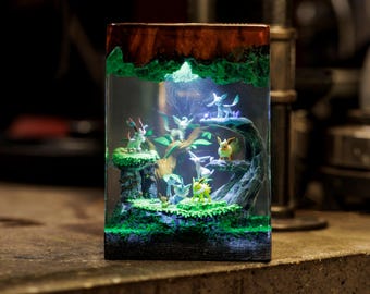 Evolution Resin Lamp, Epoxy Lamp, Lamp Custom Resin, Diorama Lamp Resin, Night Light Wood, Custom Lamp, Birthday Gift, Halloween Gift