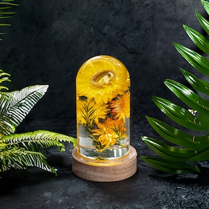 Sunflower Epoxy Lamp, Crystal Daisy Night Lamp, Resin Night Light, Table Epoxy Lamp, Dried Flower Resin Lamp, Birthday Gift, Halloween Gift
