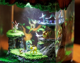 PKM Evolution Harzlampe, Individuelle PKM Epoxidharzlampe, Individuelle Nachtlampe, Diorama-Harzlampe, Individuelle Anime-Lampe, Geburtstagsgeschenk, Halloween-Geschenk