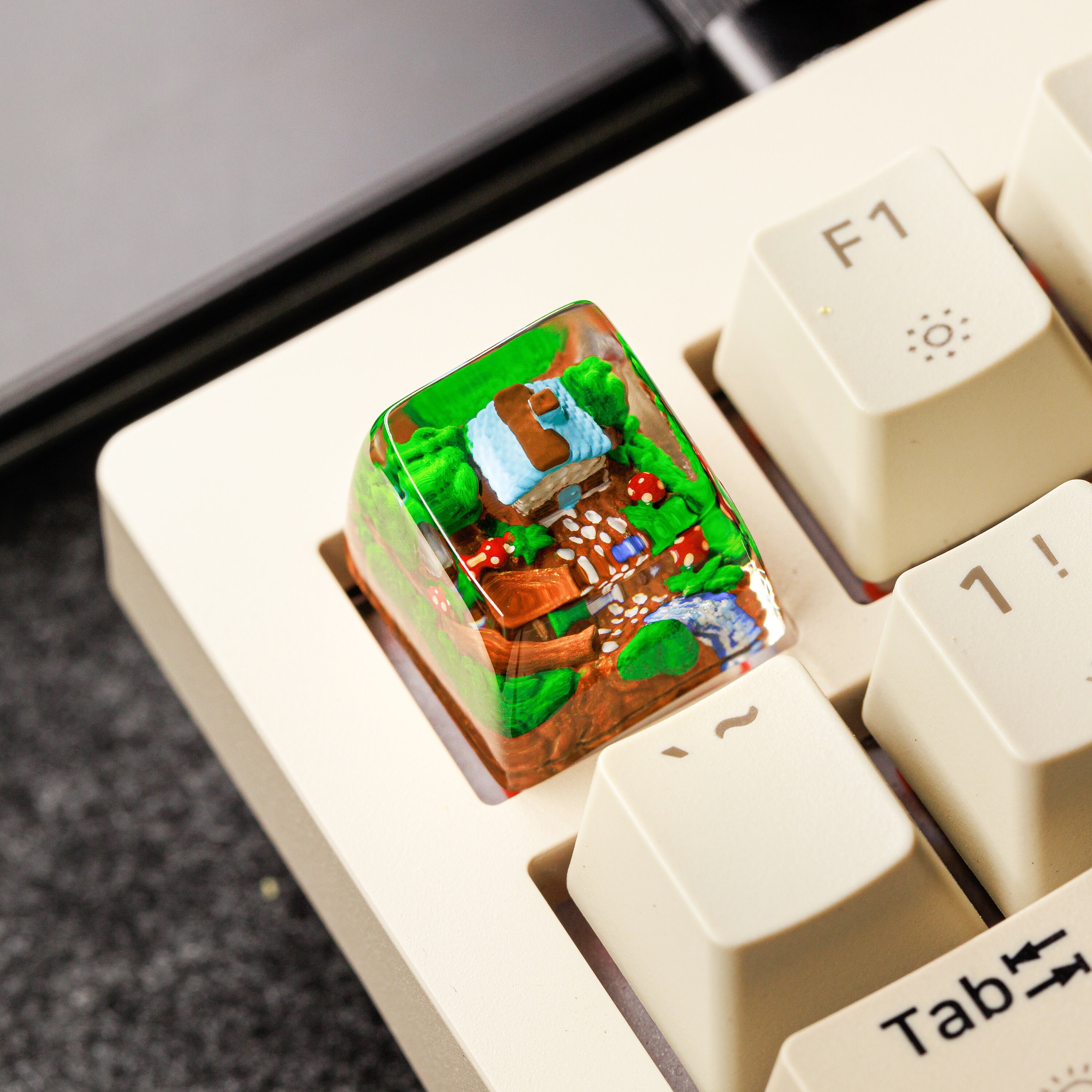 Village Home Keycap, Spring Farm House Keycap, Custom Resin Esc Keycap ...