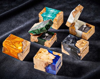 Wedding Custom Ring Box, Unique Ring Bearer Box, Resin & Wood Wedding Ring Box, Meaningful Gift for Bride, Custom Wedding Ring Holder