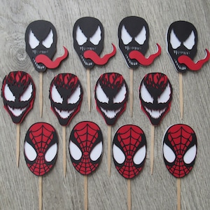 Venom, Carnage and Spiderman Cupcake Toppers/ Venom, Carnage Spiderman Birthday Party