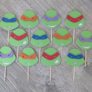Adornos para cupcakes de las Tortugas Ninja: decoraciones para fiestas de cumpleaños