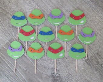 Ninja Turtles Cupcake Toppers: Birthday Party Decorations