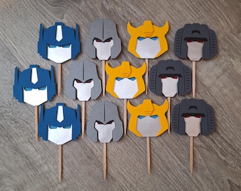 Transformers Cupcake Toppers: Autobots & Decepticons Party, Rescue Bots Birthday Party (set of 12)