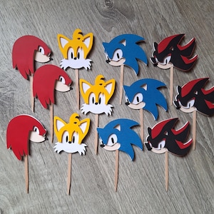 Decorazioni per cupcake ispirate a Sonic, tema Sonic, festa di Sonic e amici, tema videogiochi