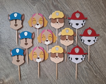 Paw Patrol Cupcake Toppers: Paw Birthday Theme