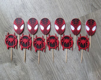 Spiderverse Cupcake Toppers: Miles Morales Birthday Theme, Calling All Spider-Kids... (set of 12)