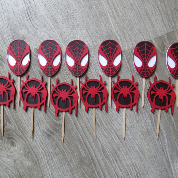 Spiderverse Miles Morales Cupcake Toppers, Into The Spiderverse Birthday, Spiderverse Birthday