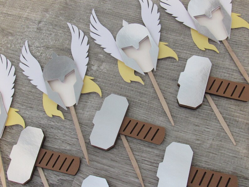 Thor Cupcake Toppers Mighty Thor Birthday Avengers Etsy