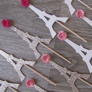 Fondant Cupcake Toppers Paris Theme Party Eiffel Tower
