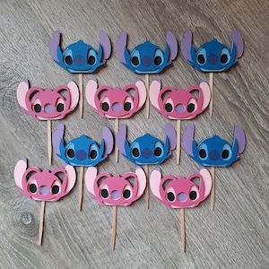Stitch Inspired Cupcake Toppers | Stitch and Angel Birthday Theme | Lilo and Stitch Party