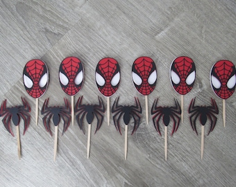 Spiderman Cupcake Toppers: Superhero Birthday Party Decorations (Set of 12)
