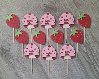 Strawberry Shortcake-cupcaketoppers: zoet bessenthema (set van 12)