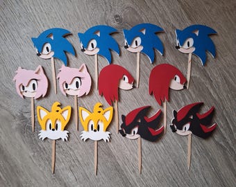 Sonic Cupcake Toppers: Gaming Birthday Party Decorations (Set of 12)