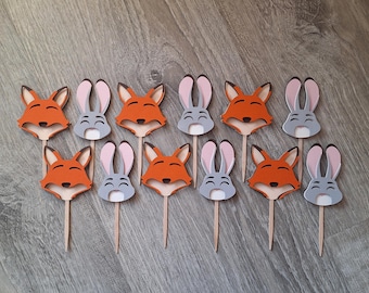 Zootopia Inspired Cupcake Toppers: Zootopia Theme, Judy and Nick Party (Set of 12)